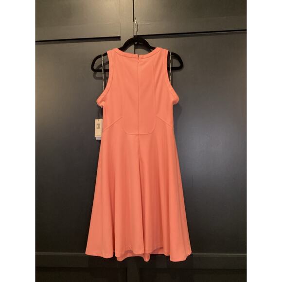 Ivanka Trump Scuba Crepe Fit & Flare cocktail work Dress Studded coral 6 NWT - Picture 3 of 9